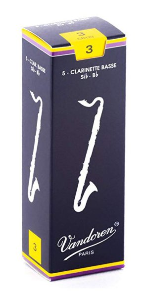 Vandoren CR123 Bass Clarinet Traditional Reeds Strength #3. (Box of 5)