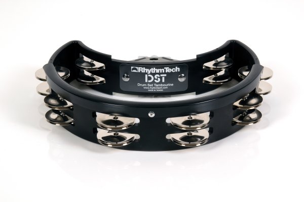 Rhythm Tech DST10 Drum Set Tambourine And Mount. Black with Double Row Nickel Jingles