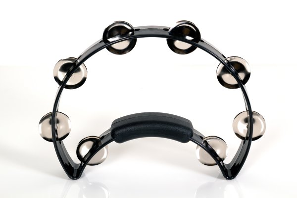 Rhythm Tech RT1210 Solo Tambourine. Black with Single Row Nickel Jingles