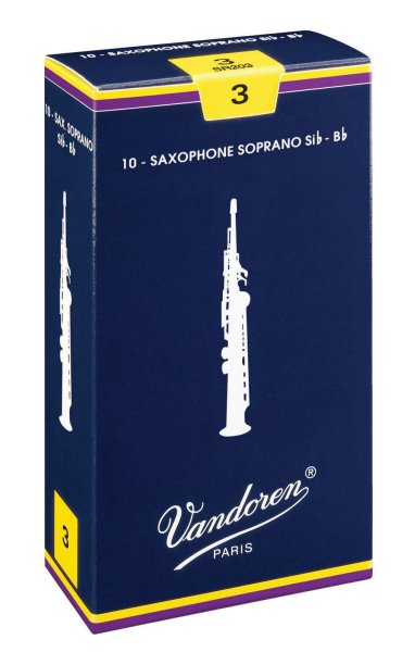 Vandoren SR203 Soprano Saxophone Traditional Reeds Strength #3. (Box of 10)
