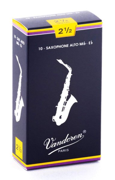 Vandoren SR2125 Alto Saxophone Traditional Reeds Strength #2.5. (Box of 10)