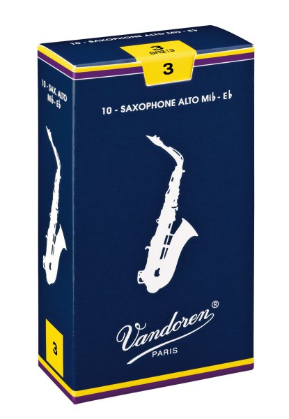 Vandoren SR213 Alto Saxophone Traditional Reeds Strength #3. (Box of 10)