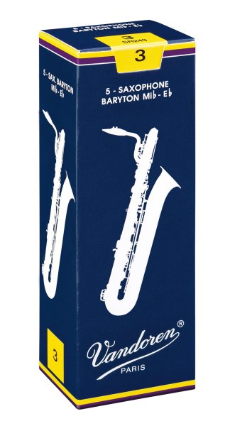 Vandoren SR243 Baritone Saxophone Traditional Reeds Strength #3. (Box of 5)