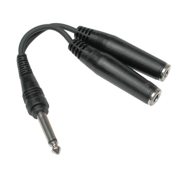 Hosa YPP-111 Y Cable 1/4" TS to Dual 1/4" TSF