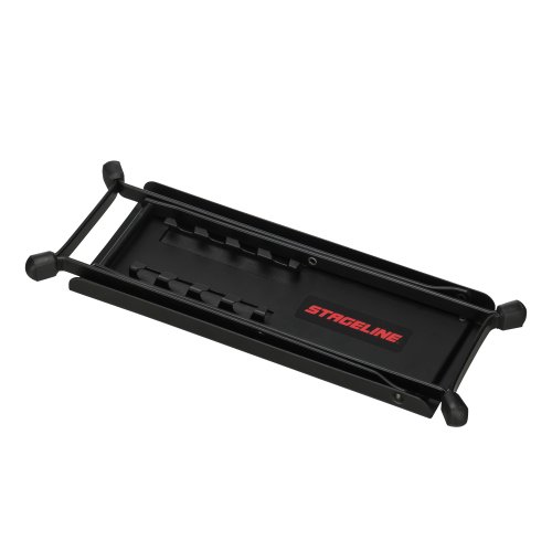 Stageline 7590 Guitar Foot Stool – Adjustable Height (4 Positions), Sturdy Metal Construction, Non-Slip Rubber Surface, Folds Flat for Easy Storage – Black