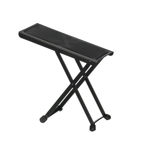 Stageline 7590 Guitar Foot Stool – Adjustable Height (4 Positions), Sturdy Metal Construction, Non-Slip Rubber Surface, Folds Flat for Easy Storage – Black