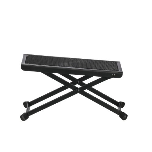 Stageline 7590 Guitar Foot Stool – Adjustable Height (4 Positions), Sturdy Metal Construction, Non-Slip Rubber Surface, Folds Flat for Easy Storage – Black
