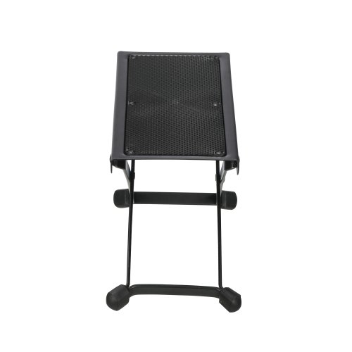 Stageline 7590 Guitar Foot Stool – Adjustable Height (4 Positions), Sturdy Metal Construction, Non-Slip Rubber Surface, Folds Flat for Easy Storage – Black