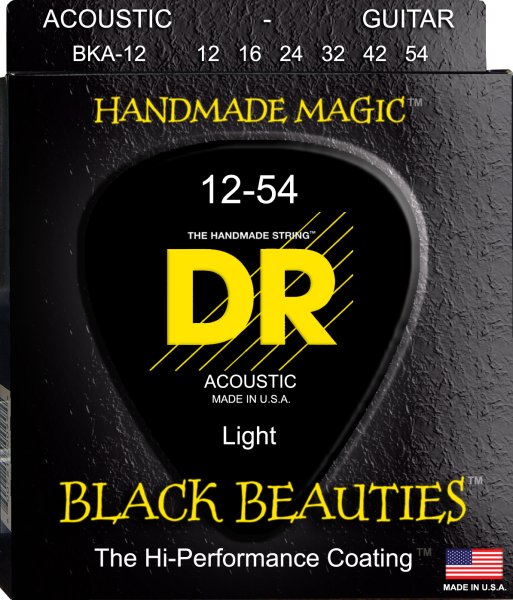 DR Strings BKA-12 Black Beauties Colored Acoustic Guitar. 12-54