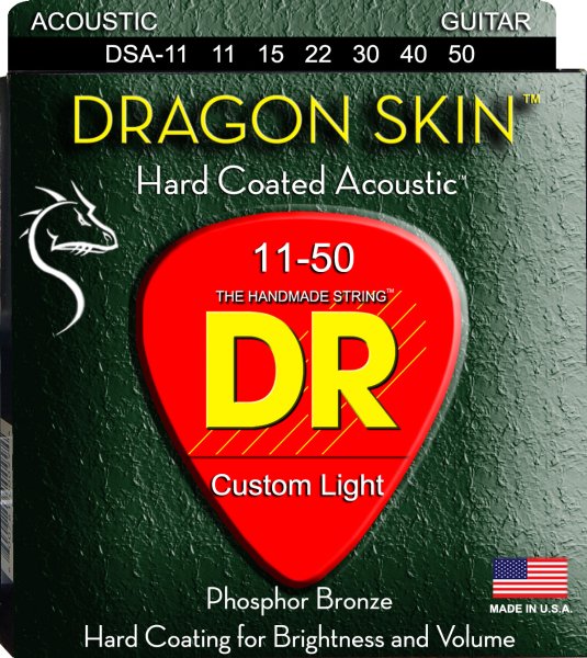 DR Strings DSA-11 Dragon Skin Coated Acoustic Guitar. 11-50