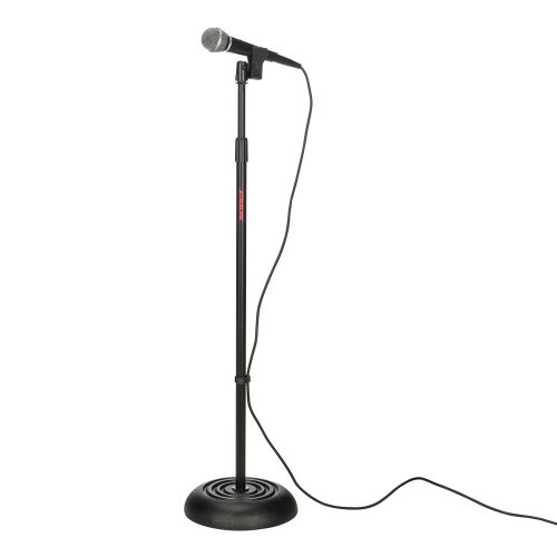 Stageline MS603B Microphone Stand – Round Base, Adjustable Height 33.5″–61″, Heavy-Duty Metal Construction, 9.8″ Base Diameter, 8 lbs – Black