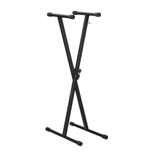 Stageline KS25Q Keyboard Stand – Adjustable Height 25.8″–38.8″ (5 Positions), Heavy-Duty Single X-Style Frame, Quick-Adjust System, 5.9 lbs – Black