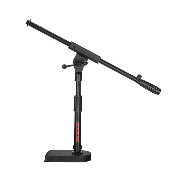 Stageline MS6531BK Microphone Stand – Adjustable Height 12.8″–17.5″, Boom Arm 19.5″, Heavy-Duty Design for Tabletop or Kick Drum Use, 5.5 lbs – Black