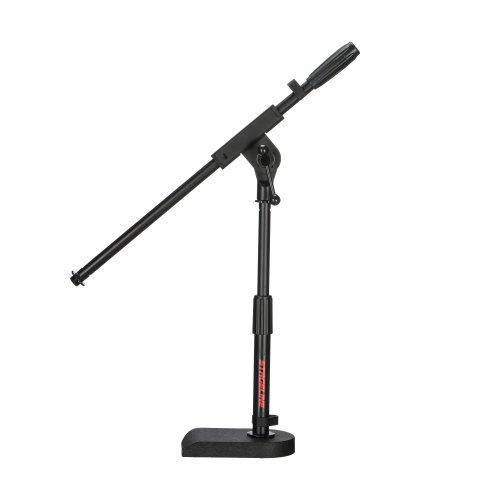 Stageline MS6531BK Microphone Stand – Adjustable Height 12.8″–17.5″, Boom Arm 19.5″, Heavy-Duty Design for Tabletop or Kick Drum Use, 5.5 lbs – Black