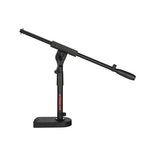 Stageline MS6531BK Microphone Stand – Adjustable Height 12.8″–17.5″, Boom Arm 19.5″, Heavy-Duty Design for Tabletop or Kick Drum Use, 5.5 lbs – Black