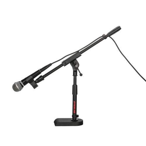 Stageline MS6531BK Microphone Stand – Adjustable Height 12.8″–17.5″, Boom Arm 19.5″, Heavy-Duty Design for Tabletop or Kick Drum Use, 5.5 lbs – Black