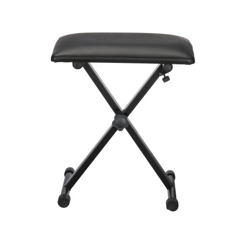 Stageline KB40 Keyboard Bench – Adjustable X-Style Padded Seat, 3 Height Settings (16″–19.75″), Durable Steel Frame, Folds Flat for Easy Storage – Black