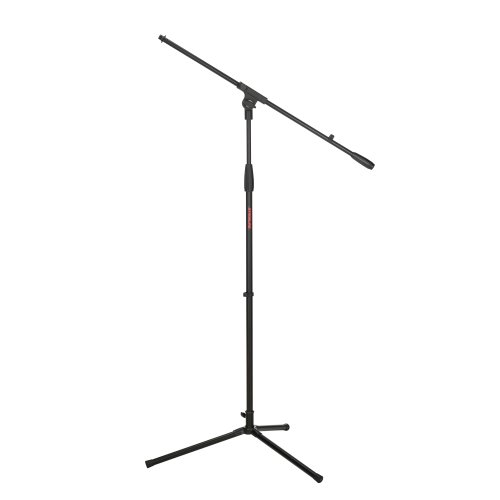 Stageline MS205B Microphone Stand – Adjustable Height 40.5″–62.8″, 30.3″ Boom Arm, Plastic Clutches & Knobs, Counterweight, Tripod Base Spread 23″ x 19.8″ – Black