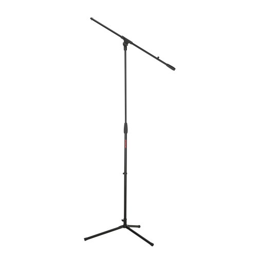 Stageline MS205B Microphone Stand – Adjustable Height 40.5″–62.8″, 30.3″ Boom Arm, Plastic Clutches & Knobs, Counterweight, Tripod Base Spread 23″ x 19.8″ – Black