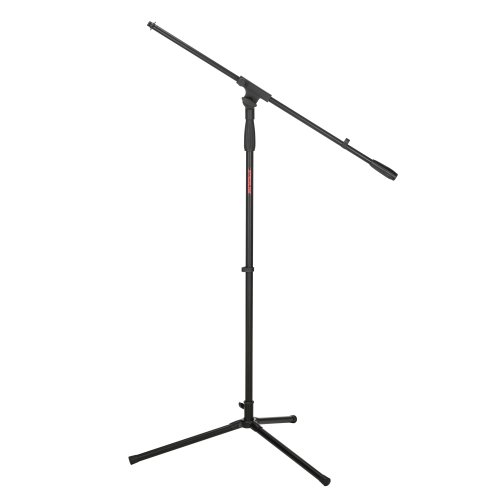Stageline MS205B Microphone Stand – Adjustable Height 40.5″–62.8″, 30.3″ Boom Arm, Plastic Clutches & Knobs, Counterweight, Tripod Base Spread 23″ x 19.8″ – Black