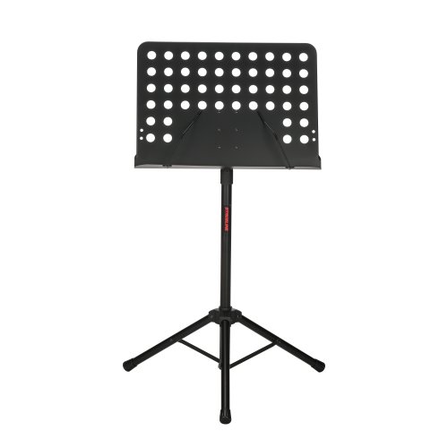 Stageline MS5 Music Stand – Adjustable Height 24.4″–44″, Large Bookplate 19.5″ x 13.6″ x 2″, Tripod Base Spread 22.8″ x 19.7″, Heavy-Duty Steel, 5.8 lbs – Black