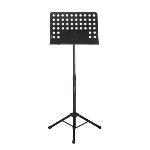 Stageline MS5 Music Stand – Adjustable Height 24.4″–44″, Large Bookplate 19.5″ x 13.6″ x 2″, Tripod Base Spread 22.8″ x 19.7″, Heavy-Duty Steel, 5.8 lbs – Black