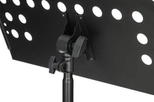 Stageline MS5 Music Stand – Adjustable Height 24.4″–44″, Large Bookplate 19.5″ x 13.6″ x 2″, Tripod Base Spread 22.8″ x 19.7″, Heavy-Duty Steel, 5.8 lbs – Black