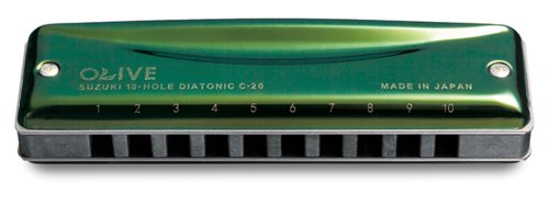 Suzuki C-20-B Olive Harmonica. Key of B