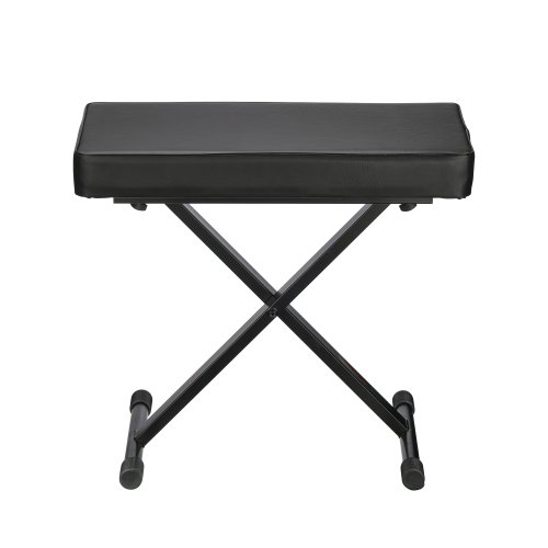 Stageline KB51 Keyboard Bench – Heavy-Duty X-Style Frame, Extra-Thick Padded Seat, Adjustable Height (18″–22″), Folds Flat for Easy Storage – Black