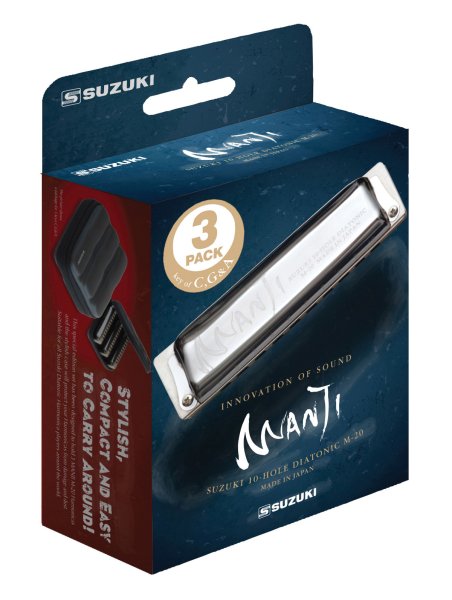 Suzuki M-20-MP 3 Piece Manji Harmonica Set With Case